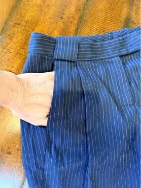 MASON Women's Blue Pinstripe Dress Pant - Silk Lined, Size 0